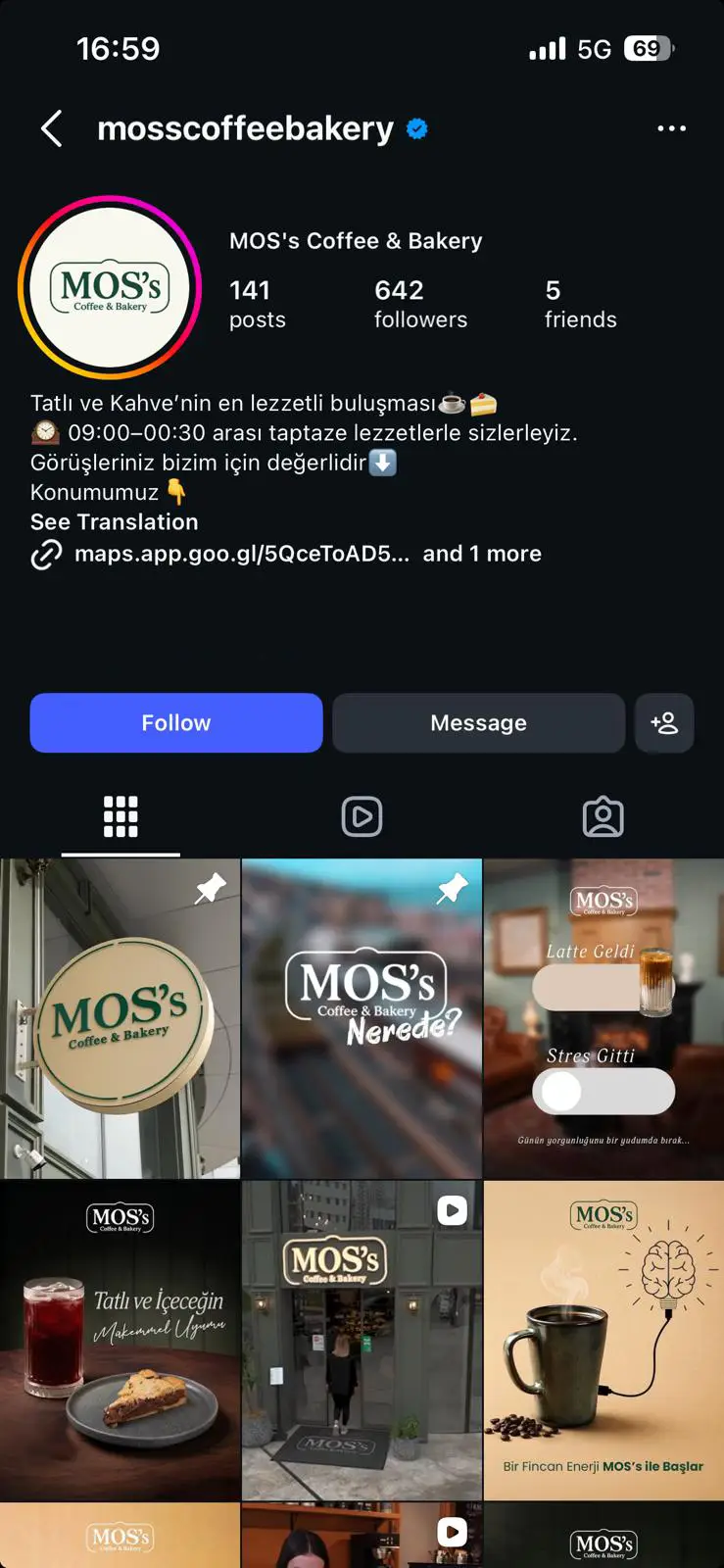 Mos's Coffee Instagram Page